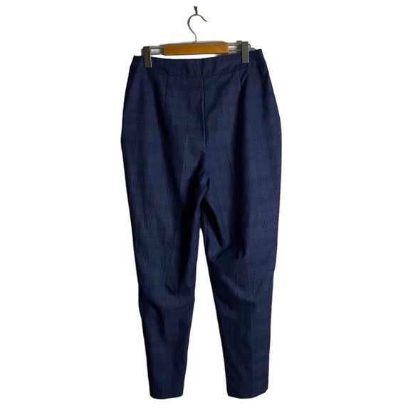 ASOS Women's Blue Pleated Plaid Ankle Pants - Picture 9 of 9